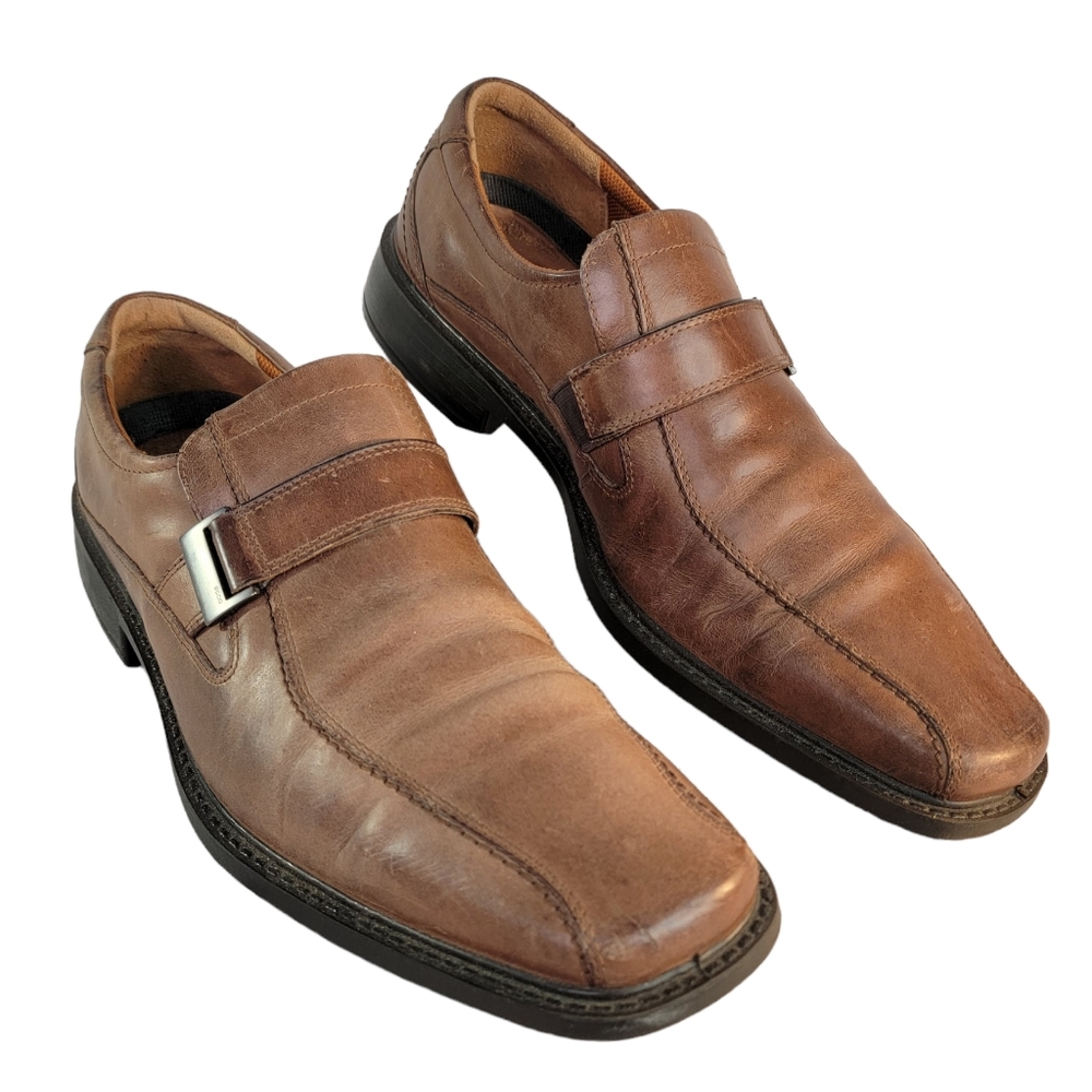 Ecco Helsinki Bicycle toe Brown With Metal Faux Buckle Dress Shoe Men's Size 47